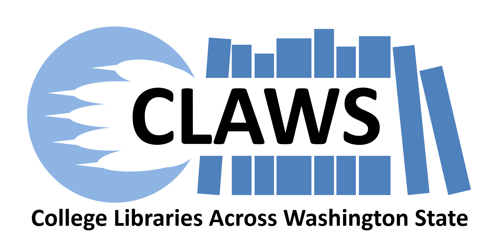 claws logo, a paw across a row of books